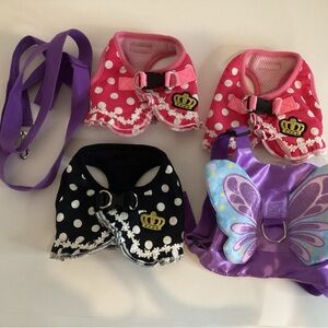 Lot Set Of 4 Brother Cat Dog Pet leash Harness Fashion Clothes Costume Med Girl